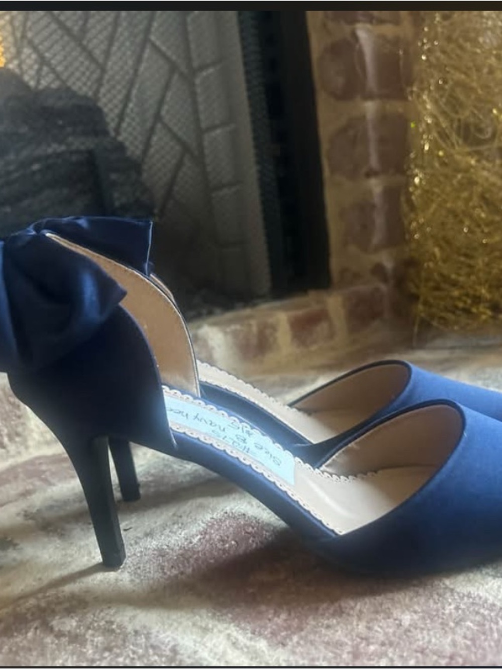 Elegant Navy Satin Bow D'Orsay Pumps - Women's Dress Heels